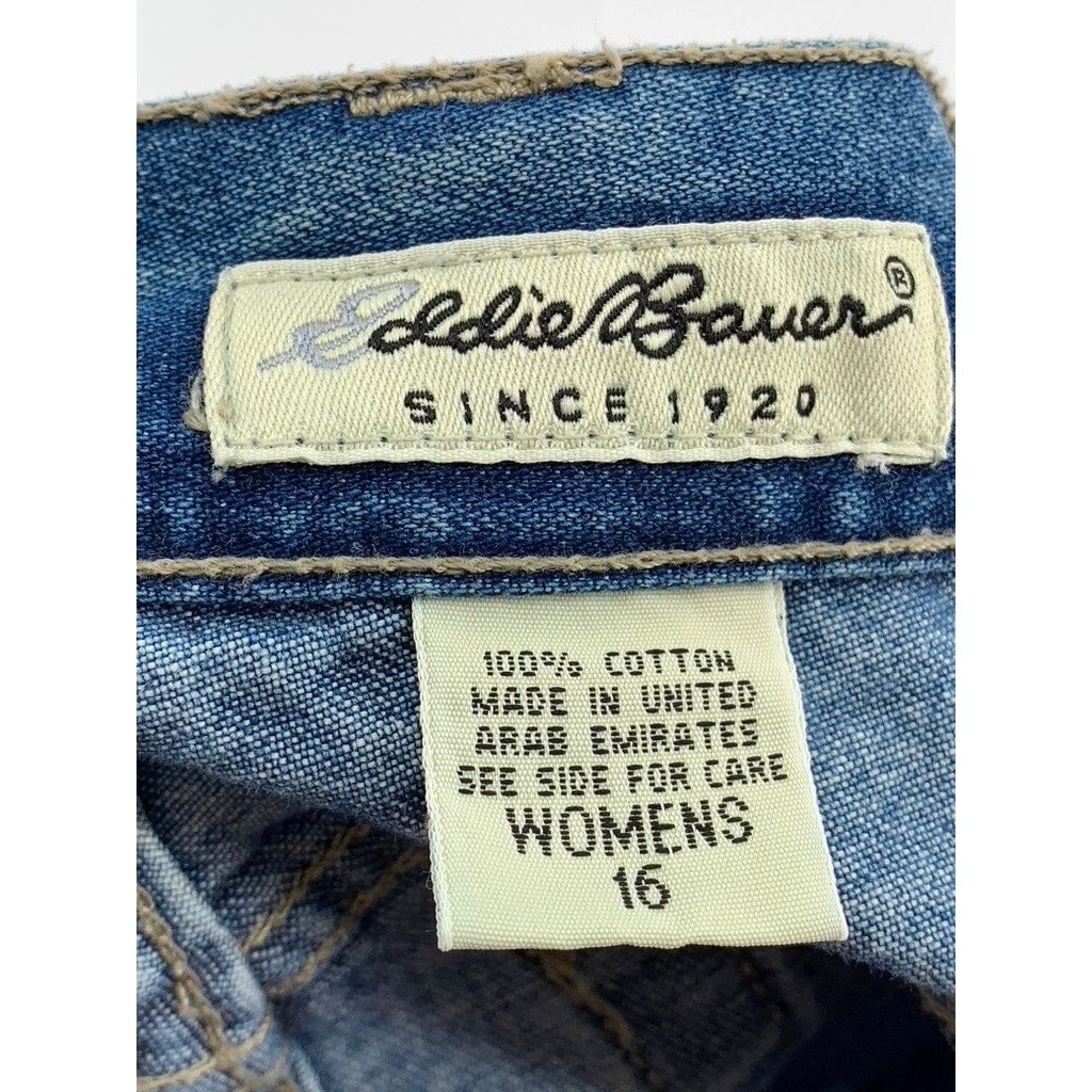 EDDIE BAUER Women's Blue Denim Vintage A-Line Cotton Skirt SZ 16