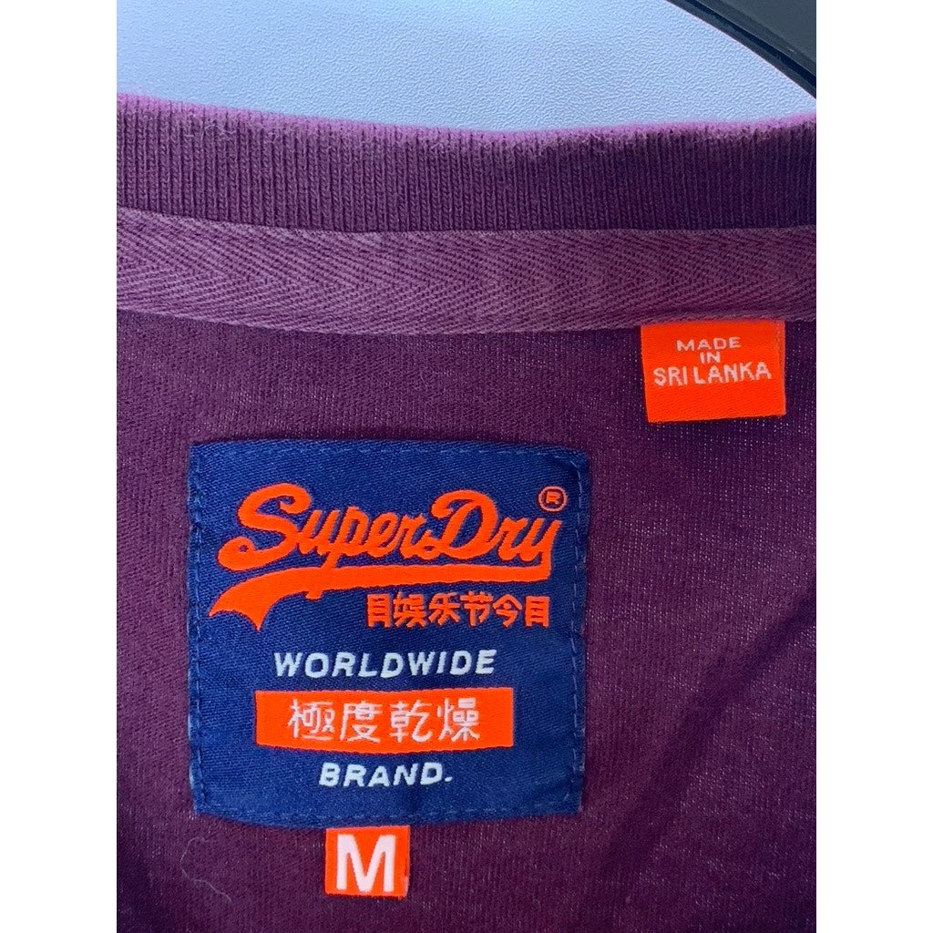SUPERDRY Men's Burgundy Solid Crewneck Short Sleeve Casual T-Shirt SZ M