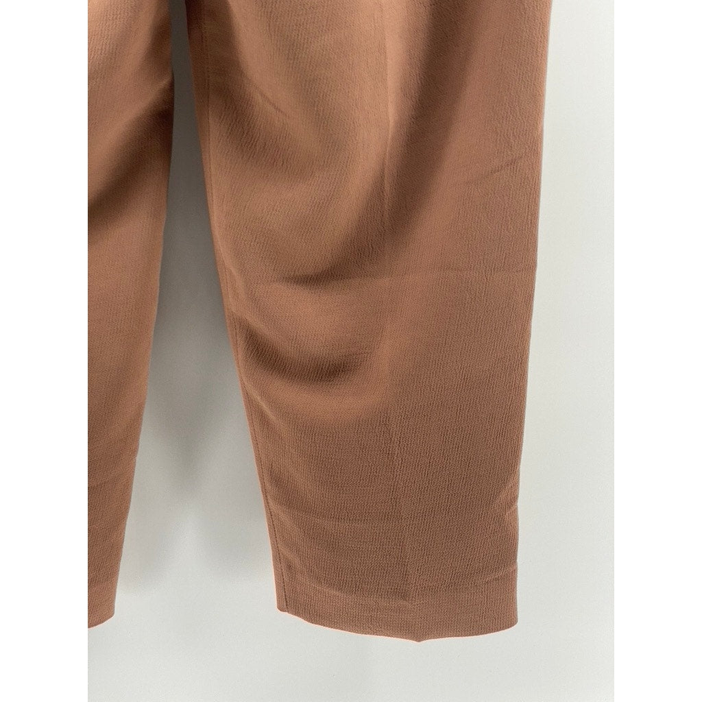 WILFRED Women's Brown Straight-Leg Pleated High-Rise Cropped Trousers SZ 2
