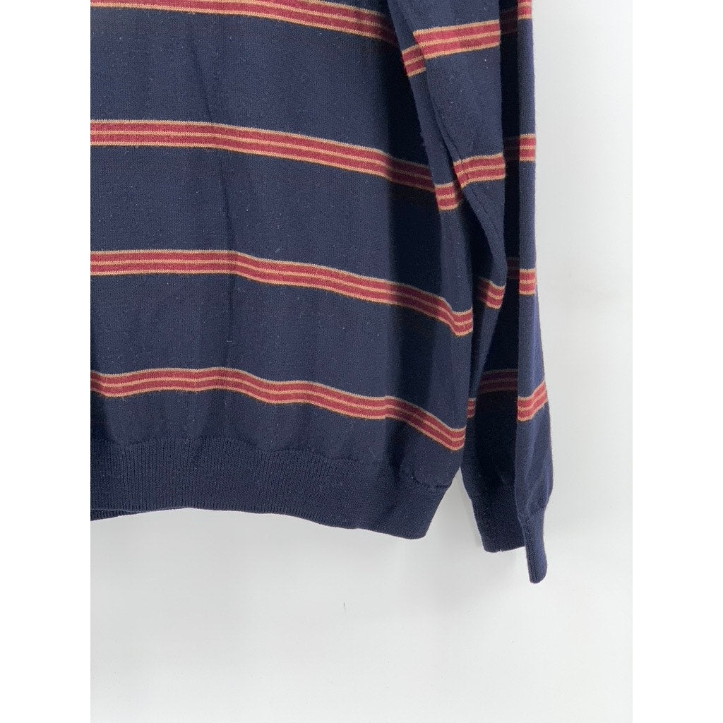 BROOKS BROTHERS 346 Men's Vintage Navy-Red Striped Wool Sweater SZ XL