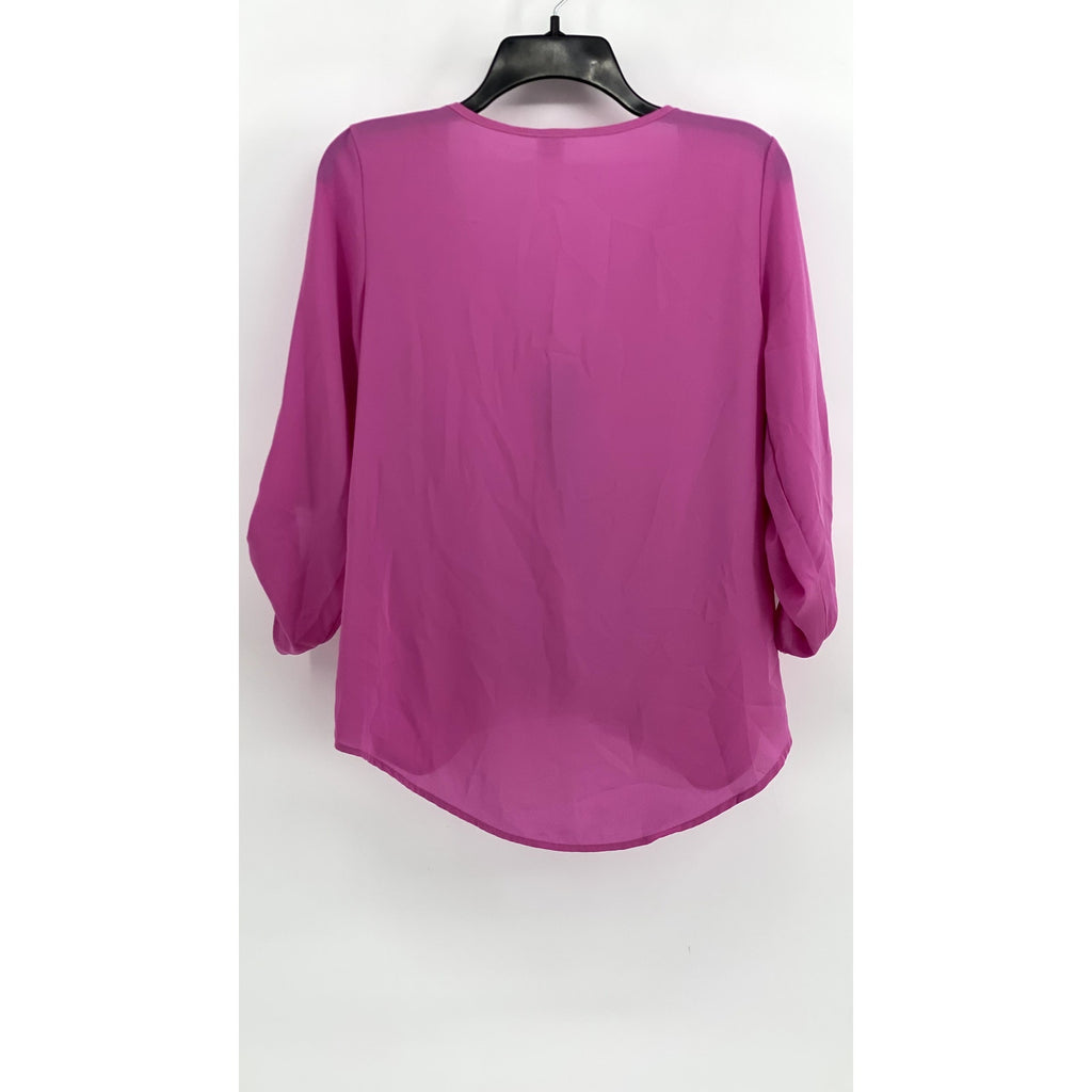 WINDSOR Women's Hot Pink Flowy Draped Long Sleeve Blouse Top SZ L