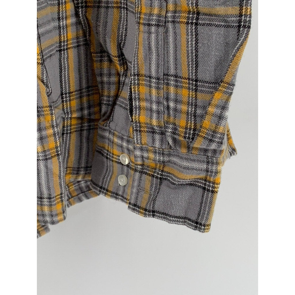 THE ORIGINAL ARIZONA Women's Gray-Yellow Plaid Button-Up Long Sleeve Shirt SZ XL