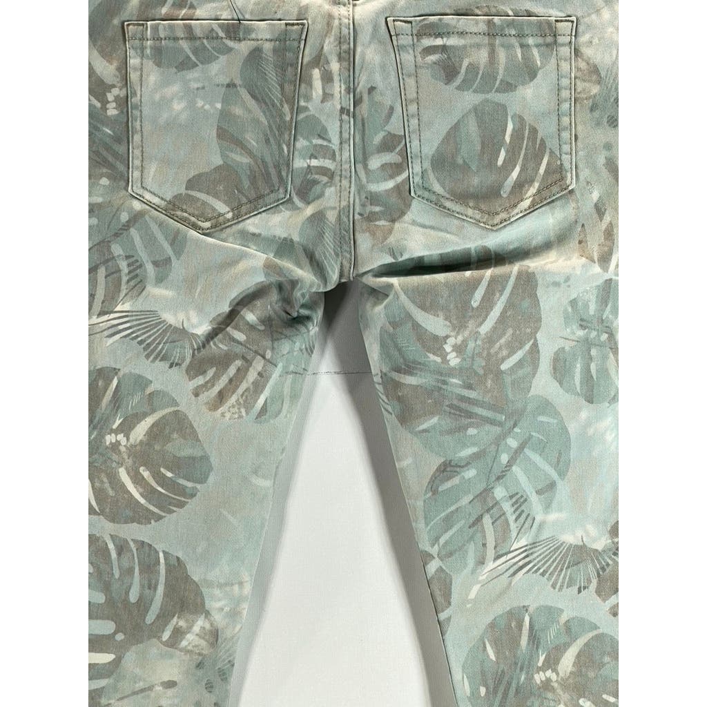 CABI Women's Green Paradise Palm Print Cropped Skinny Pants SZ 4