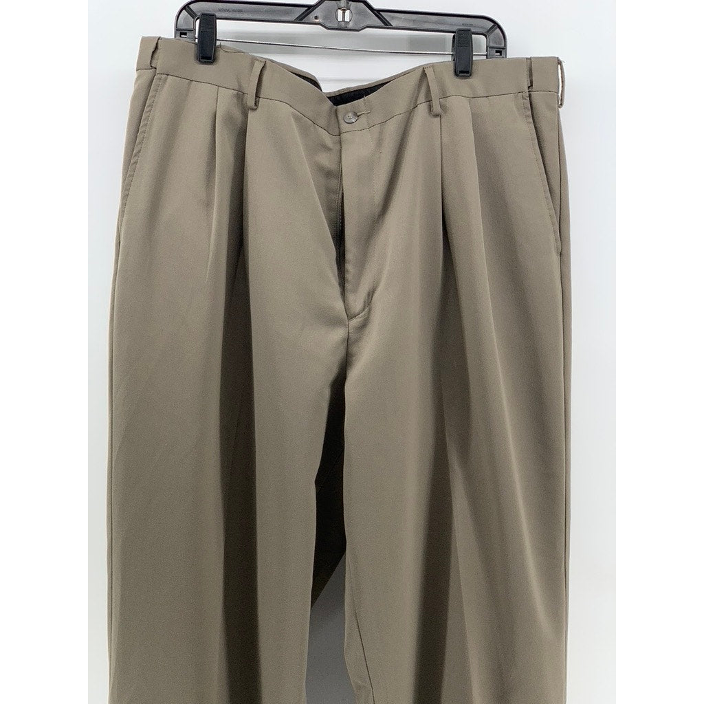 BILL BLASS Men's Vintage y2k Straight Leg Cuffed Tan Flat Front Pants SZ 40x32