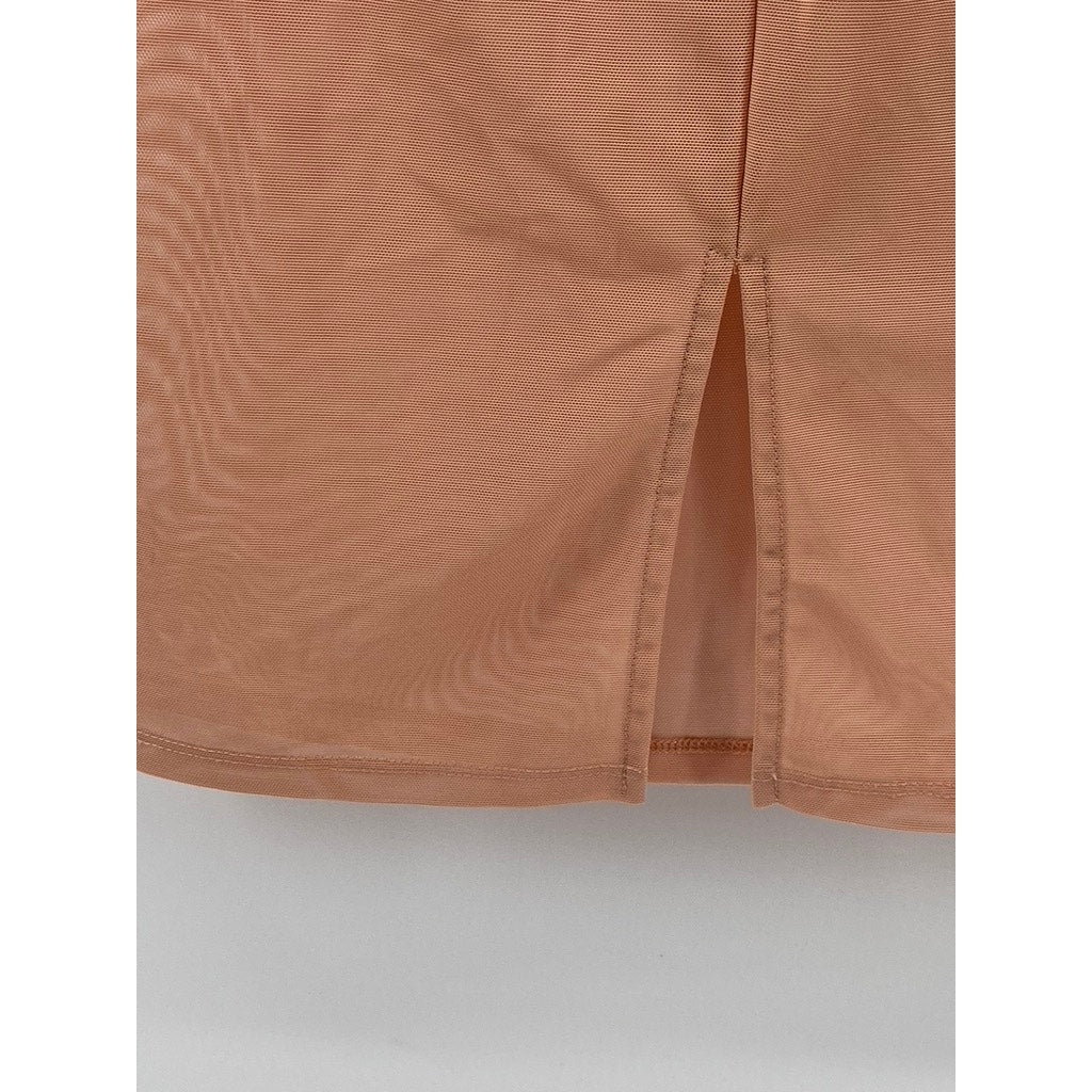 UNBRANDED Women's Salmon Pink Straight Back Zipper Knee-Length Skirt SZ S