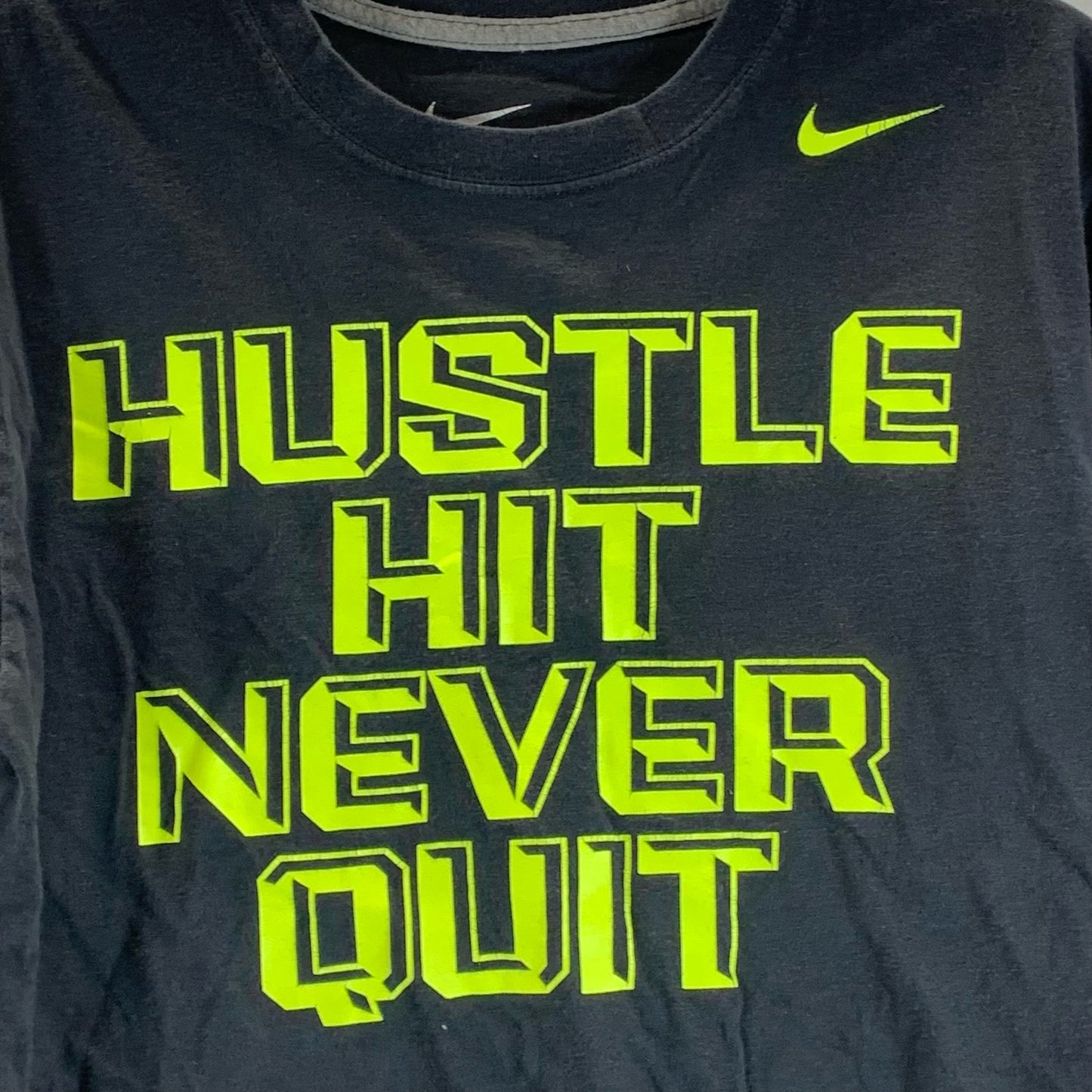 NIKE Men's Black/Yellow Hustle Hit Never Quit Graphic Regular-Fit T-Shirt SZ M