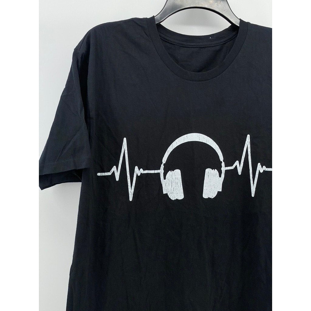 UNBRANDED Men’s Black Graphic Crewneck Short Sleeve Casual T-Shirt SZ L