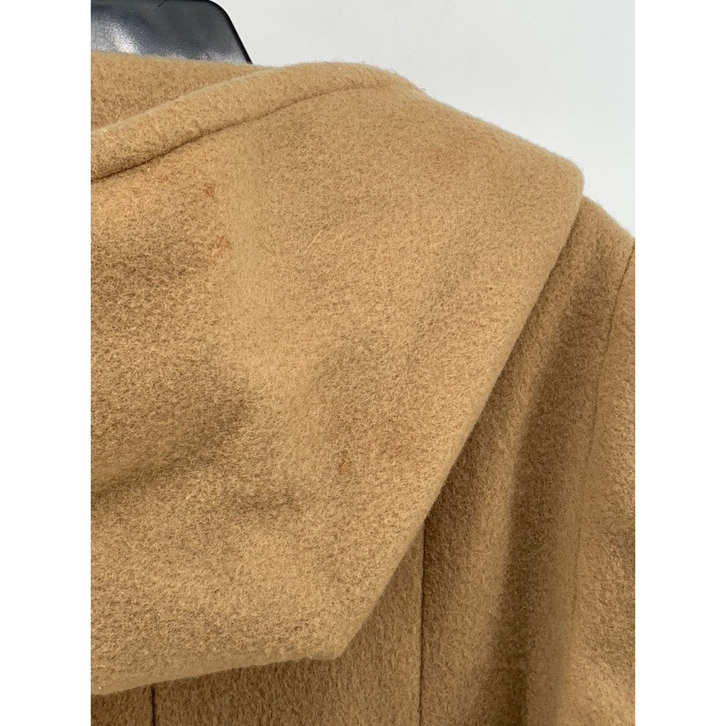 UNBRANDED Women's Tan Hooded Long Belted Coat SZ 12