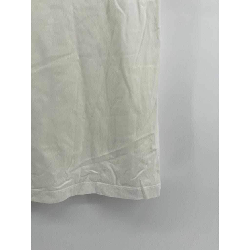 ZARA Women's White-Black Abstract Face Graphic Crewneck Short Sleeve Top SZ M