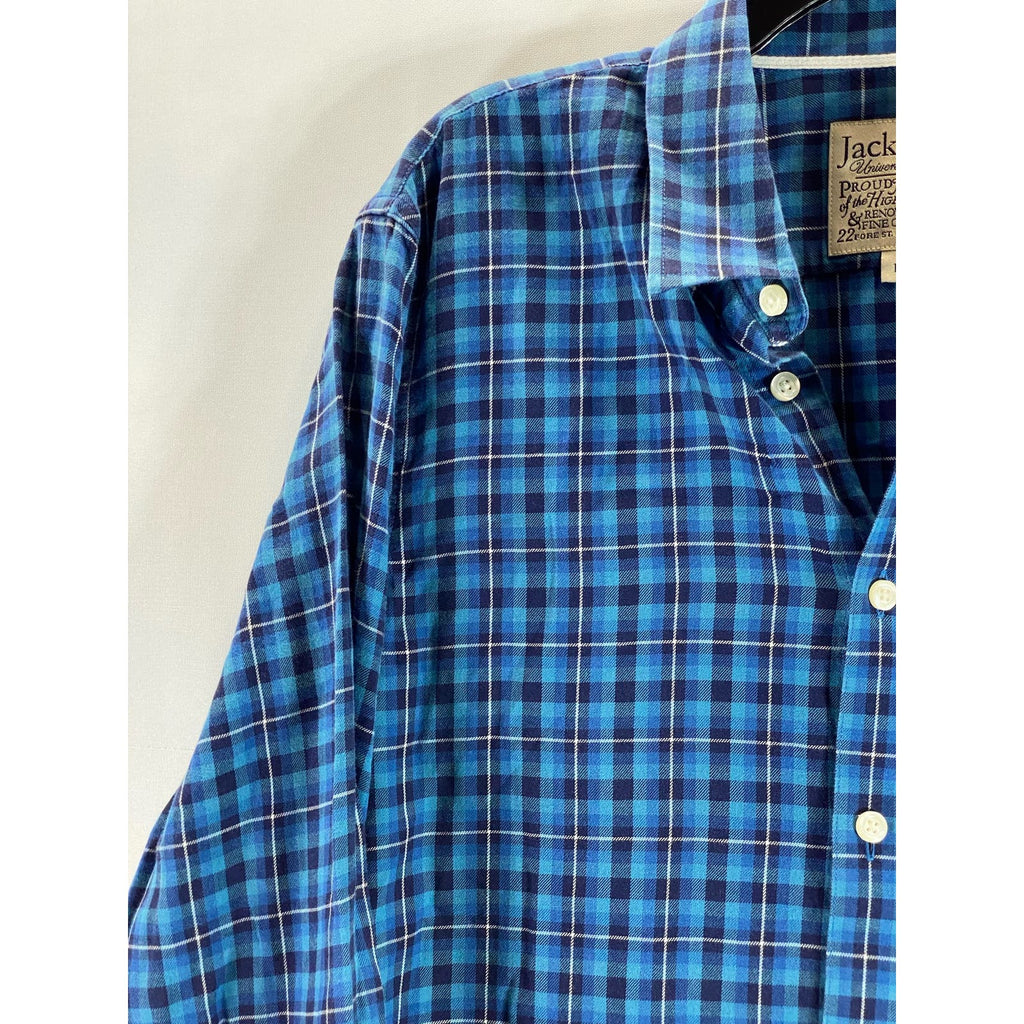 JACK WILLS Men's Blue Gingham Windowpane Button-Up Long Sleeve Shirt SZ L