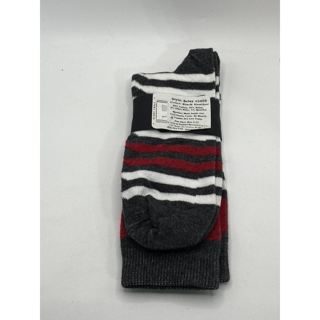 B.ELLA Women's White-Black Heather Striped Betsy Knee High Socks SZ 9-11