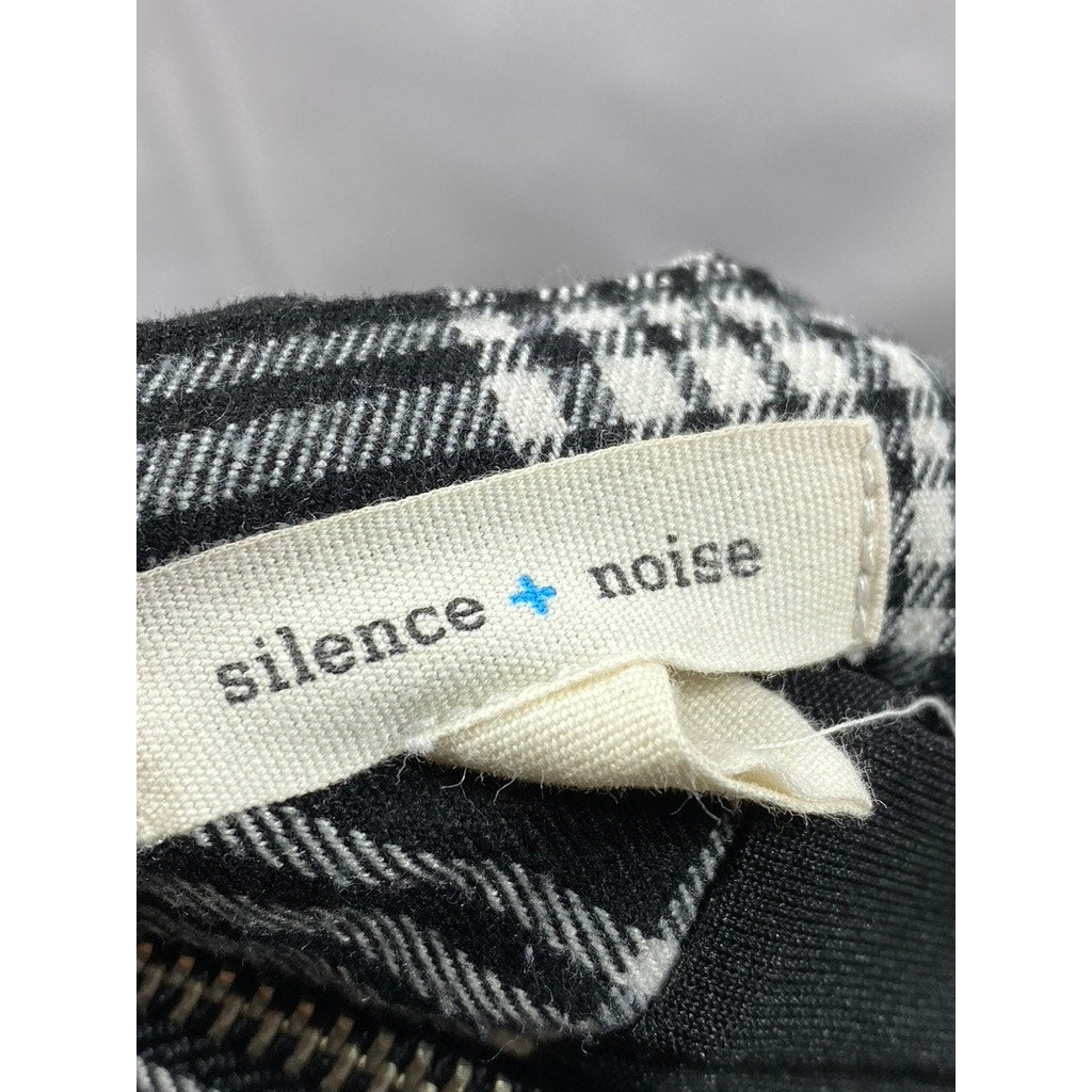 SILENCE & NOISE Women's Black-White Plaid Zipper-Pocket Mini Skirt SZ 12