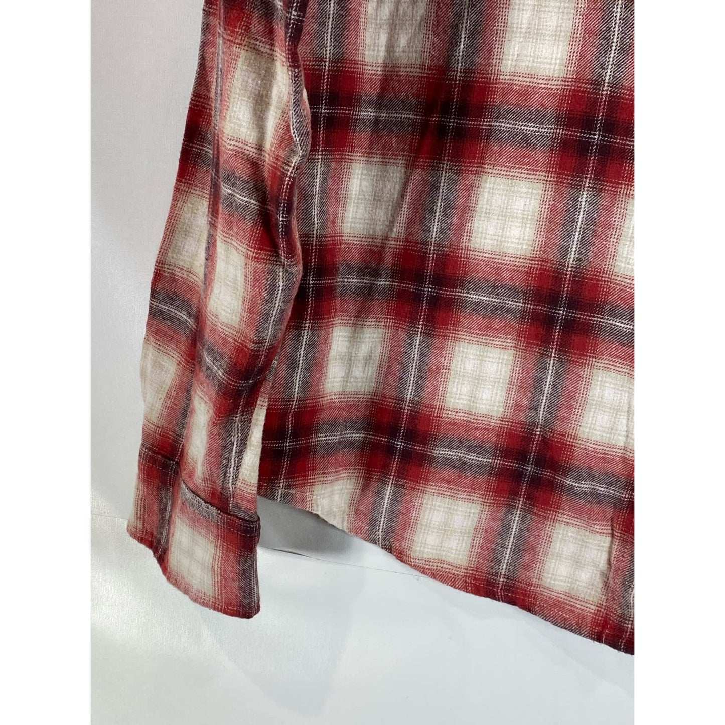 LUCKY BRAND Men's Red Plaid Classic-Fit Button-Up Long Sleeve Flannel Shirt SZ M