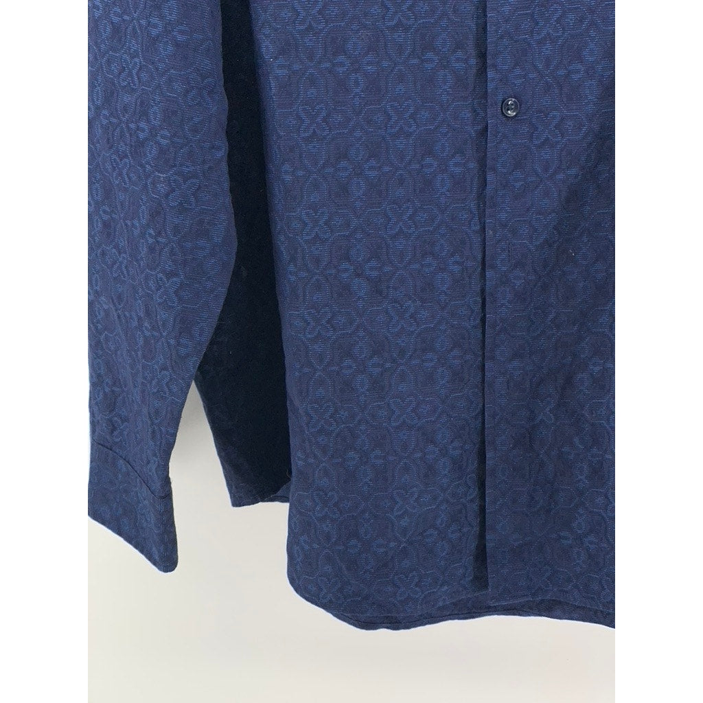 TASSO ELBA Men's Blue Printed Button-Up Long Sleeve Shirt SZ 2XL