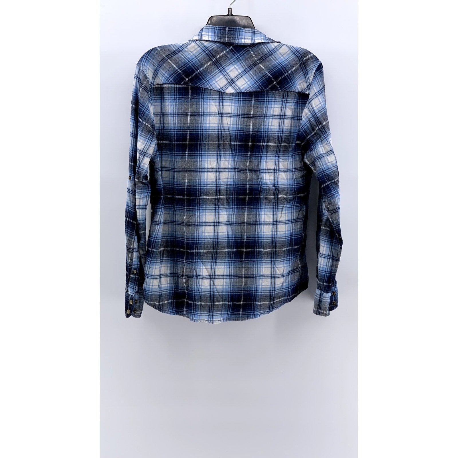JACHS GIRLFRIEND Women's Blue Plaid Bea Button-Up Long Sleeve Top SZ M