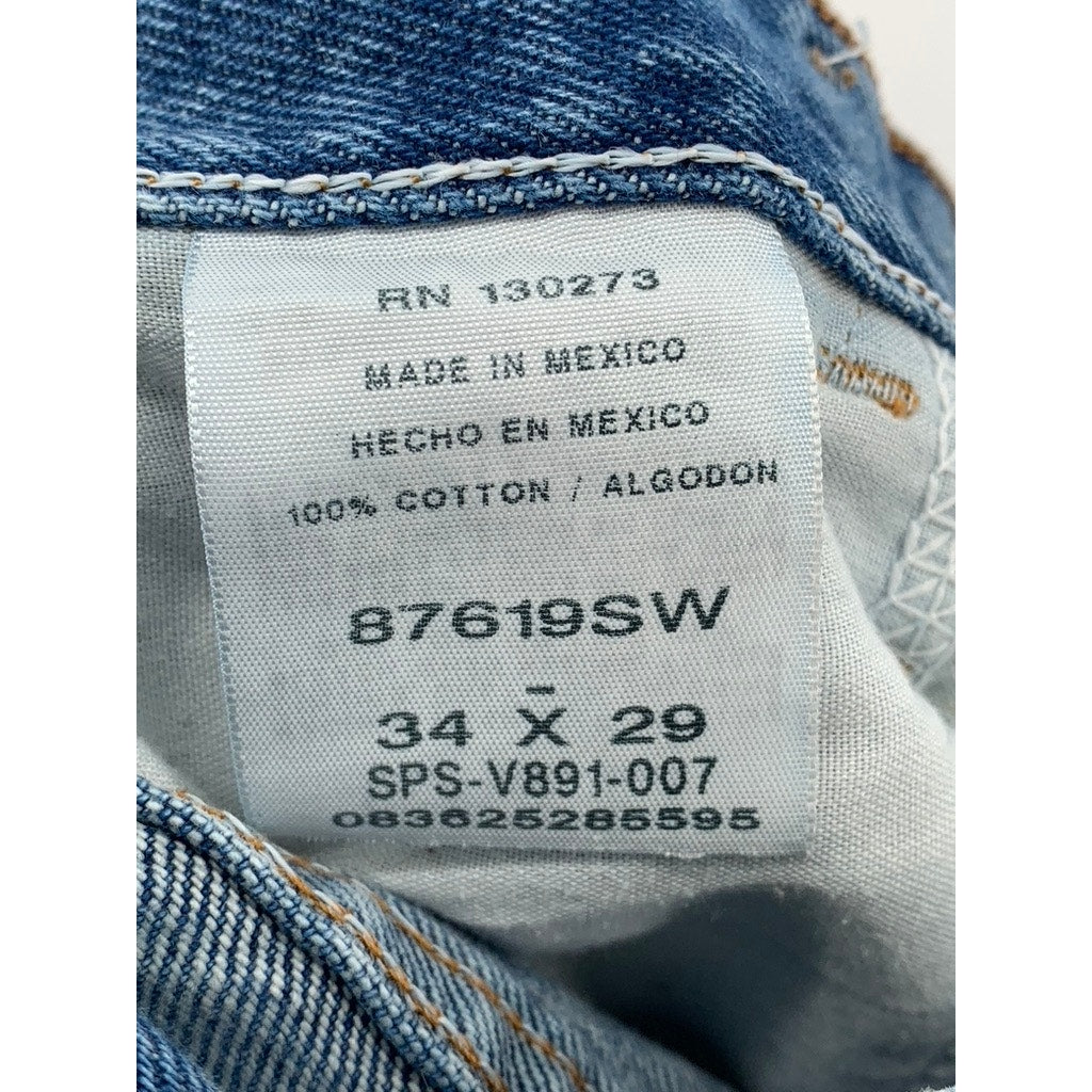 RUSTLER Men's Blue Denim Straight Leg Jeans 34X29