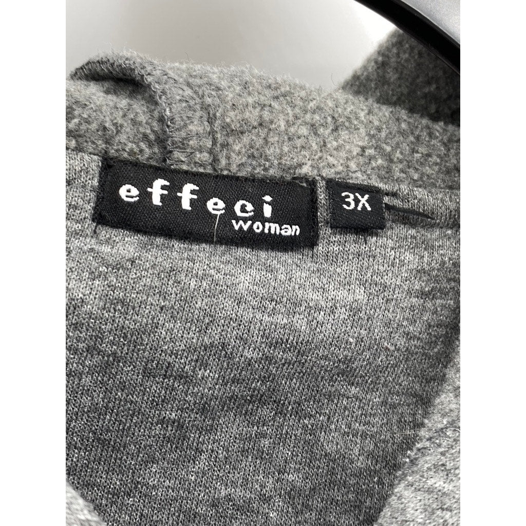 EFFECI Women's Gray Plus Zip-Up Hooded Sweater SZ 3X