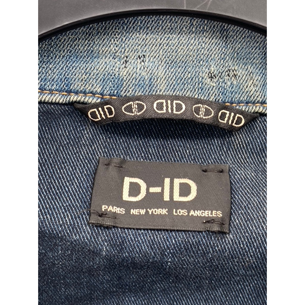 D-ID Women's Blue Distressed Button-Up Long Sleeve Jean Jacket SZ XS