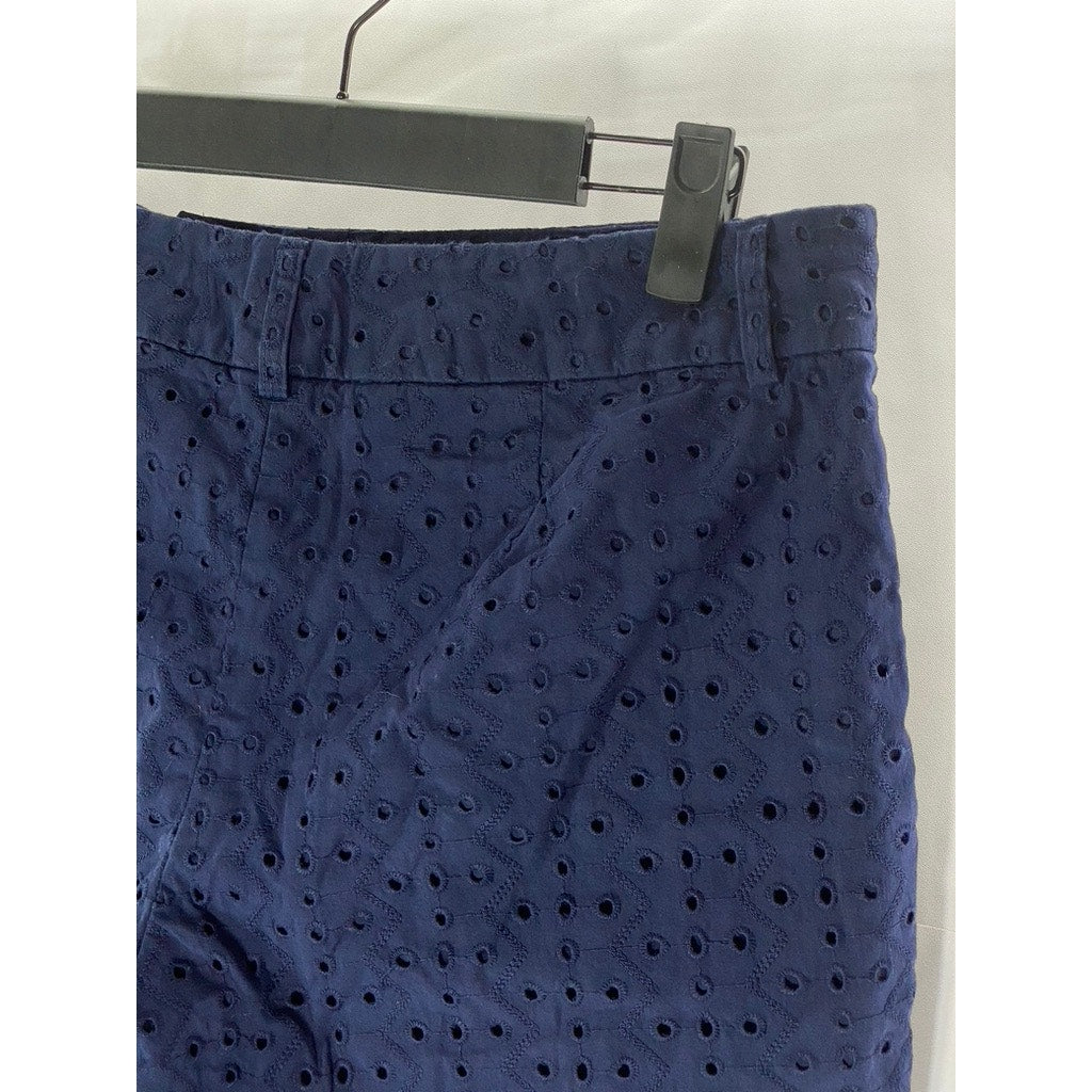 BANANA REPUBLIC Women’s Navy Blue Eyelet 4” Tailored Shorts SZ 6