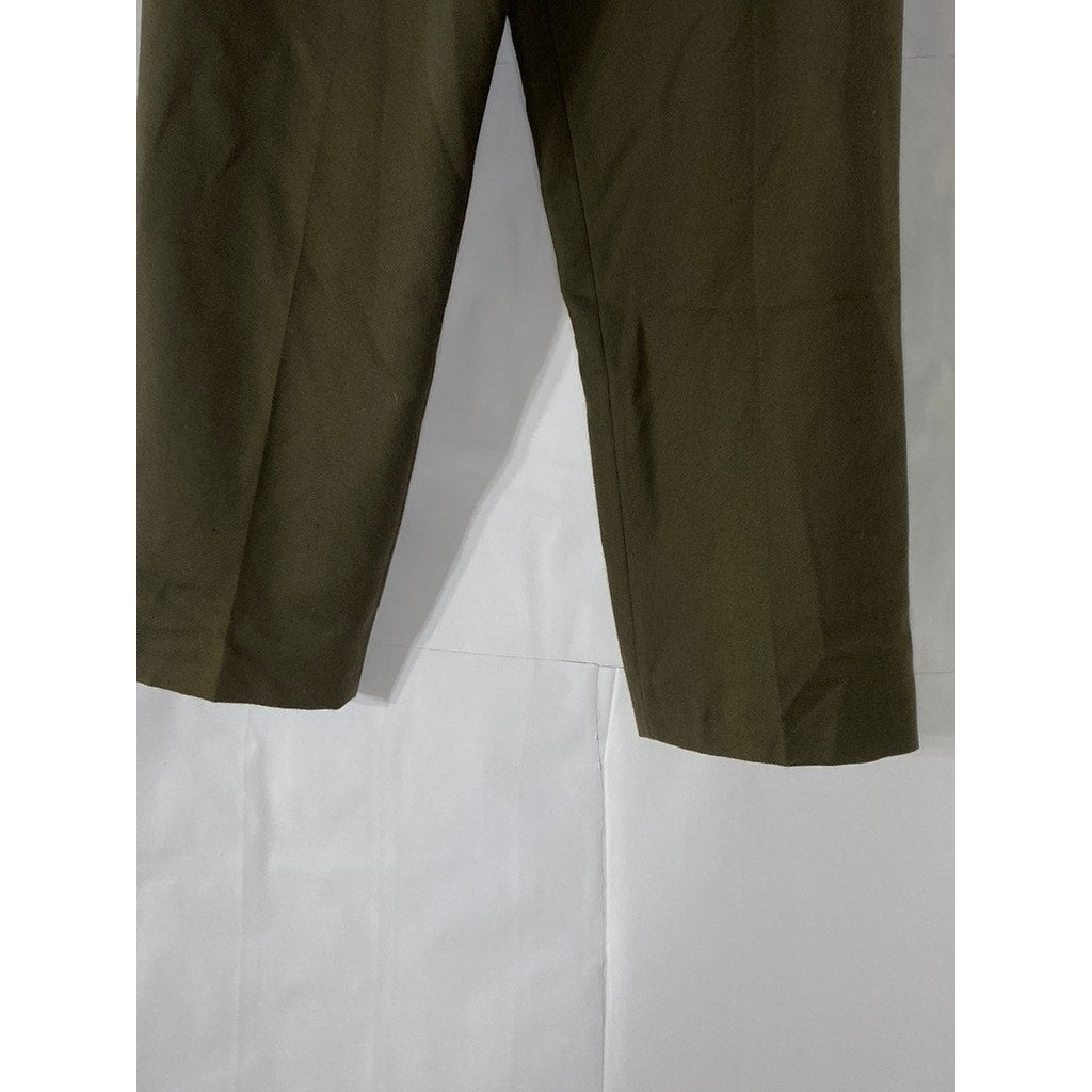 GIORGIO SANT'ANGELO Petite Women's Vintage Olive Green Pleated Wool Pant SZ 8