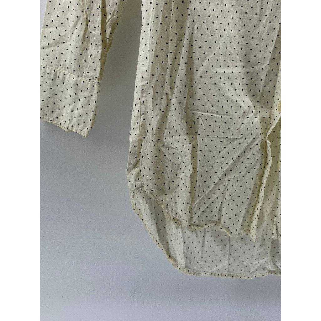 GAPBODY Women's Cream-Black Polka Dot Button-Up Oversized Long Sleeve Top SZ XS