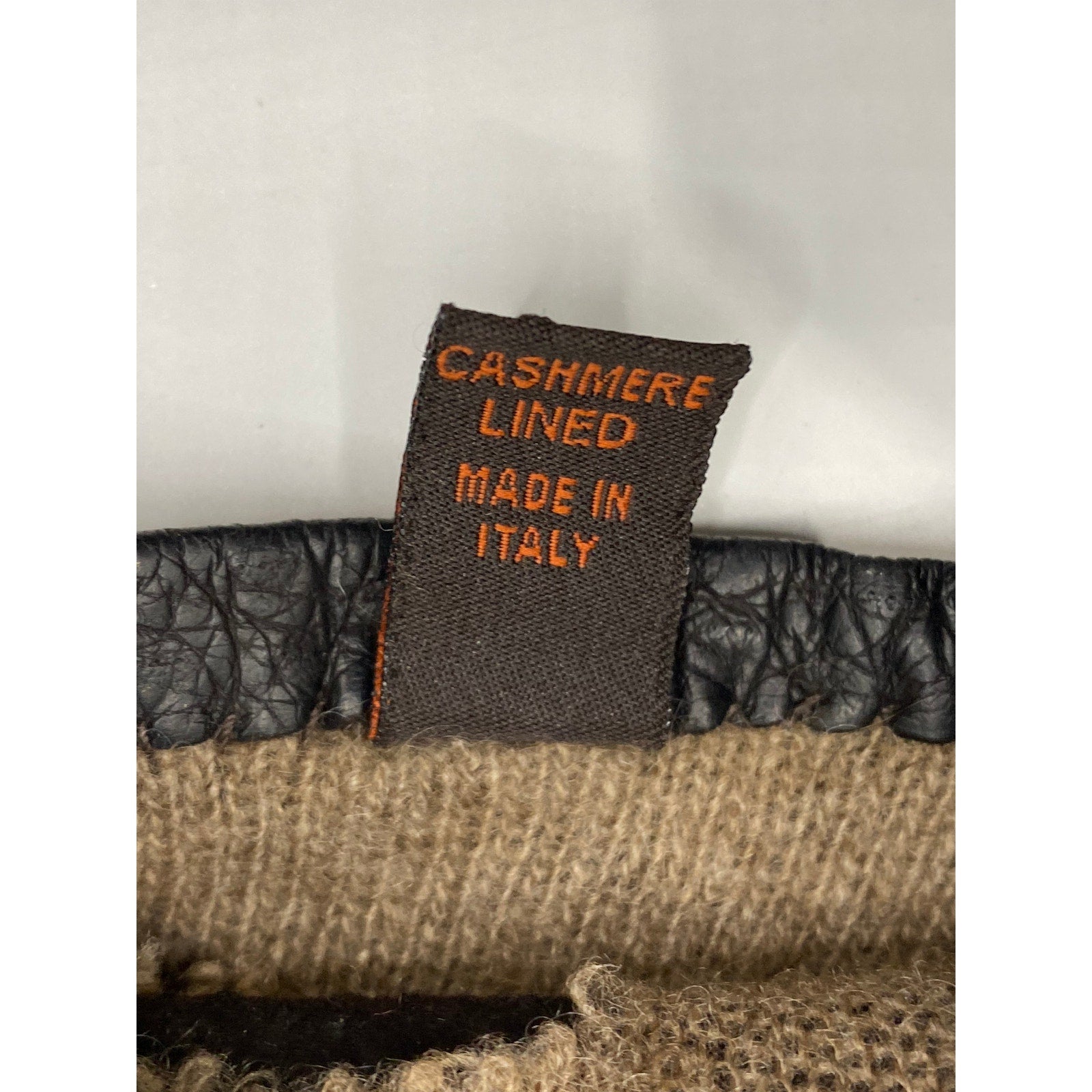 SERMONETA Women's Brown Leather Cashmere Lined Gloves SZ 7