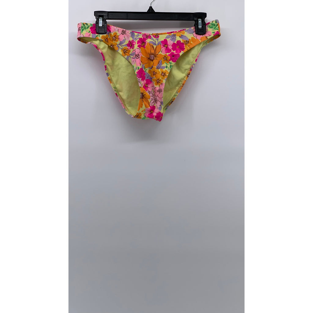 WILD FABLE Women's Green-Pink Floral Print Bikini Bottom SZ M