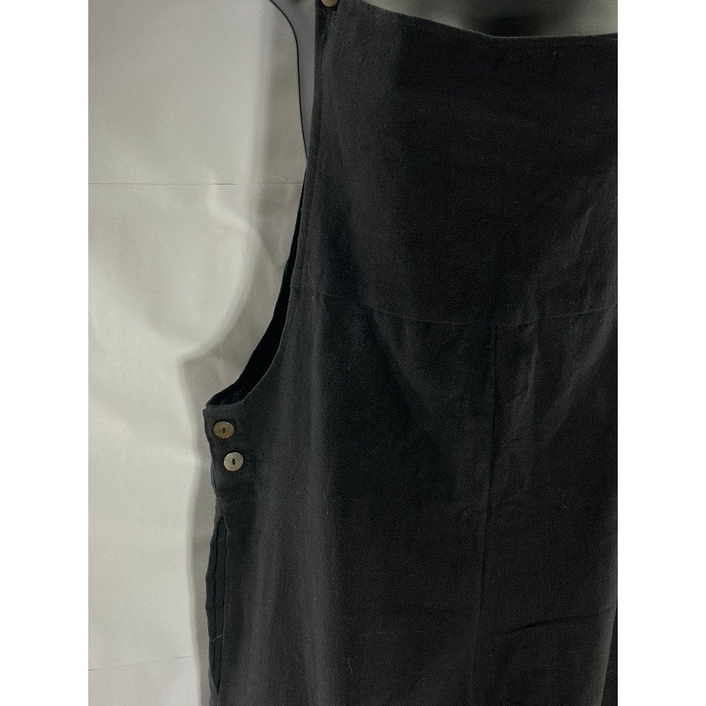 KAYA WEAR Women's Black Lightweight Button Strap Straight-Neck Overall SZ M/L
