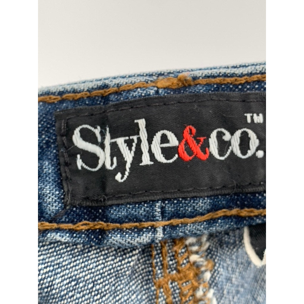 STYLE & CO Women's Dark Blue Denim Straight-Leg Five-Pocket Jeans SZ 8