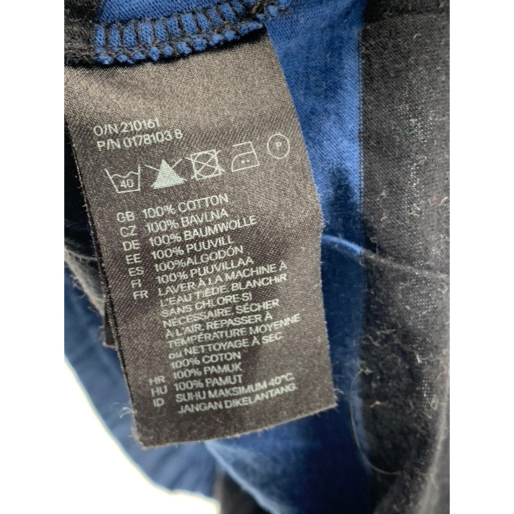 H&M Men's Black-Dark Blue Striped Crewneck Casual Short Sleeve T-Shirt SZ M