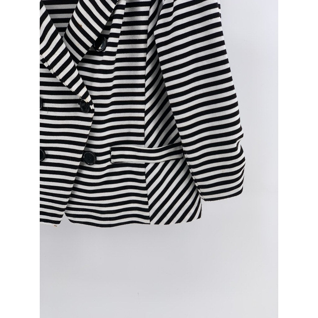 DRESSBARN Women's Black-White Striped Double Breasted Blazer SZ XL