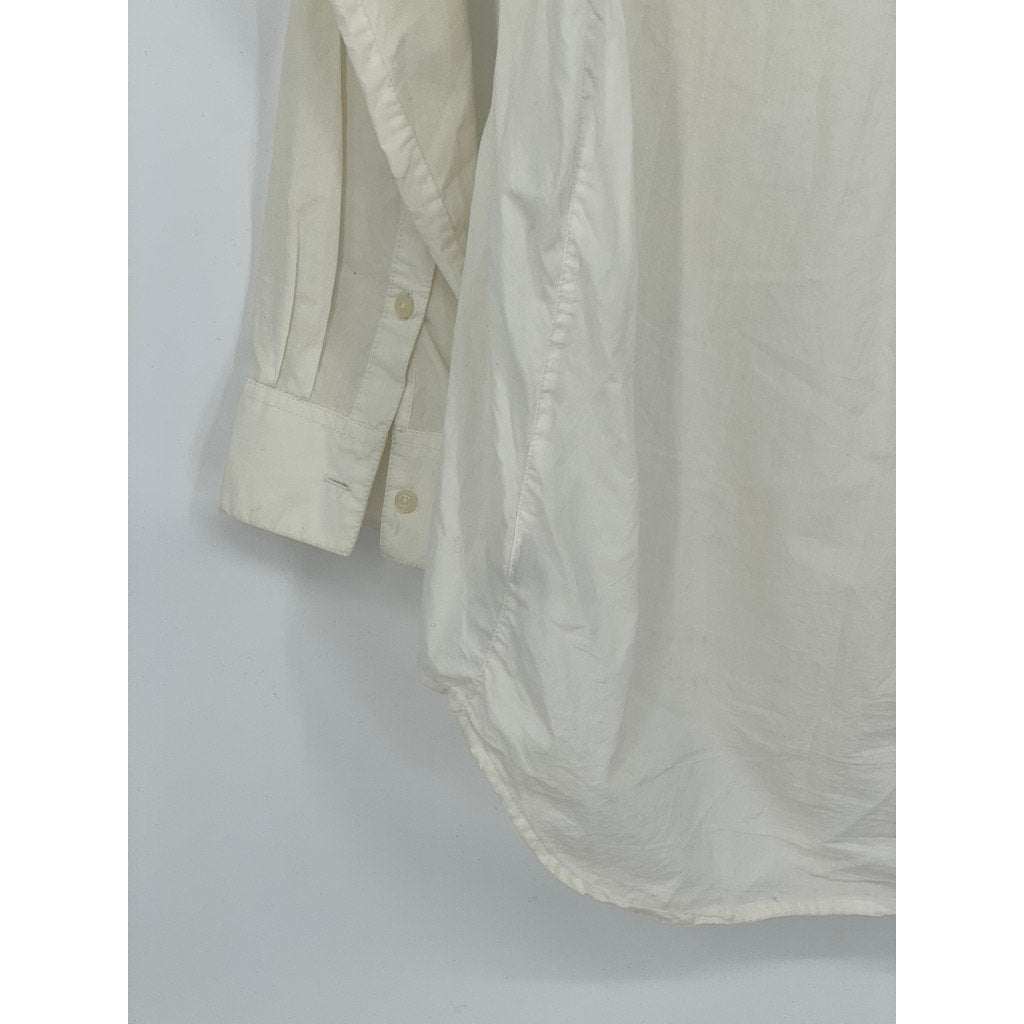 MADEWELL Women's White Button-Up Long Sleeve Relaxed Fit Top SZ M