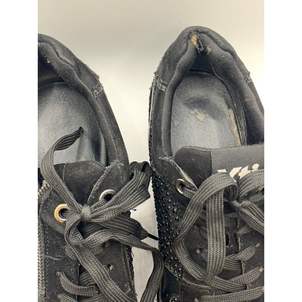 XTI Women's Black Rhinestone Embellished Wedge Sneakers SZ 40(9)