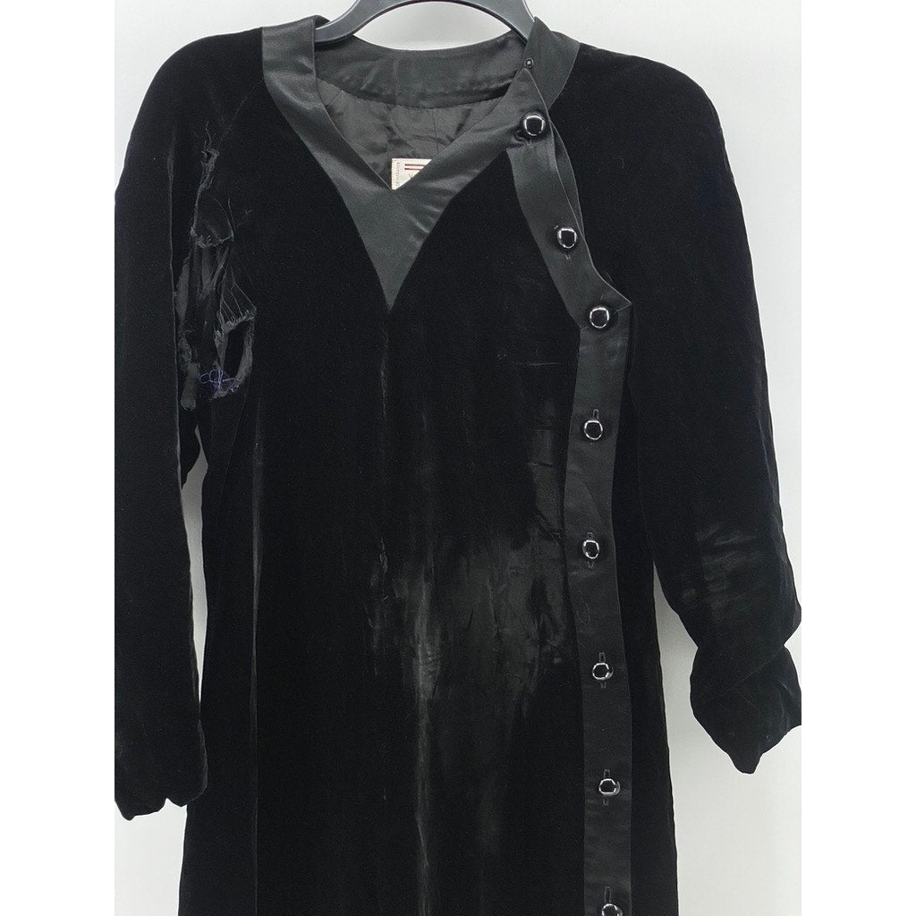 VALENTINO BOUTIQUE Women's Vintage Rare Black Velvet Offset Button-Down Gown SZ6
