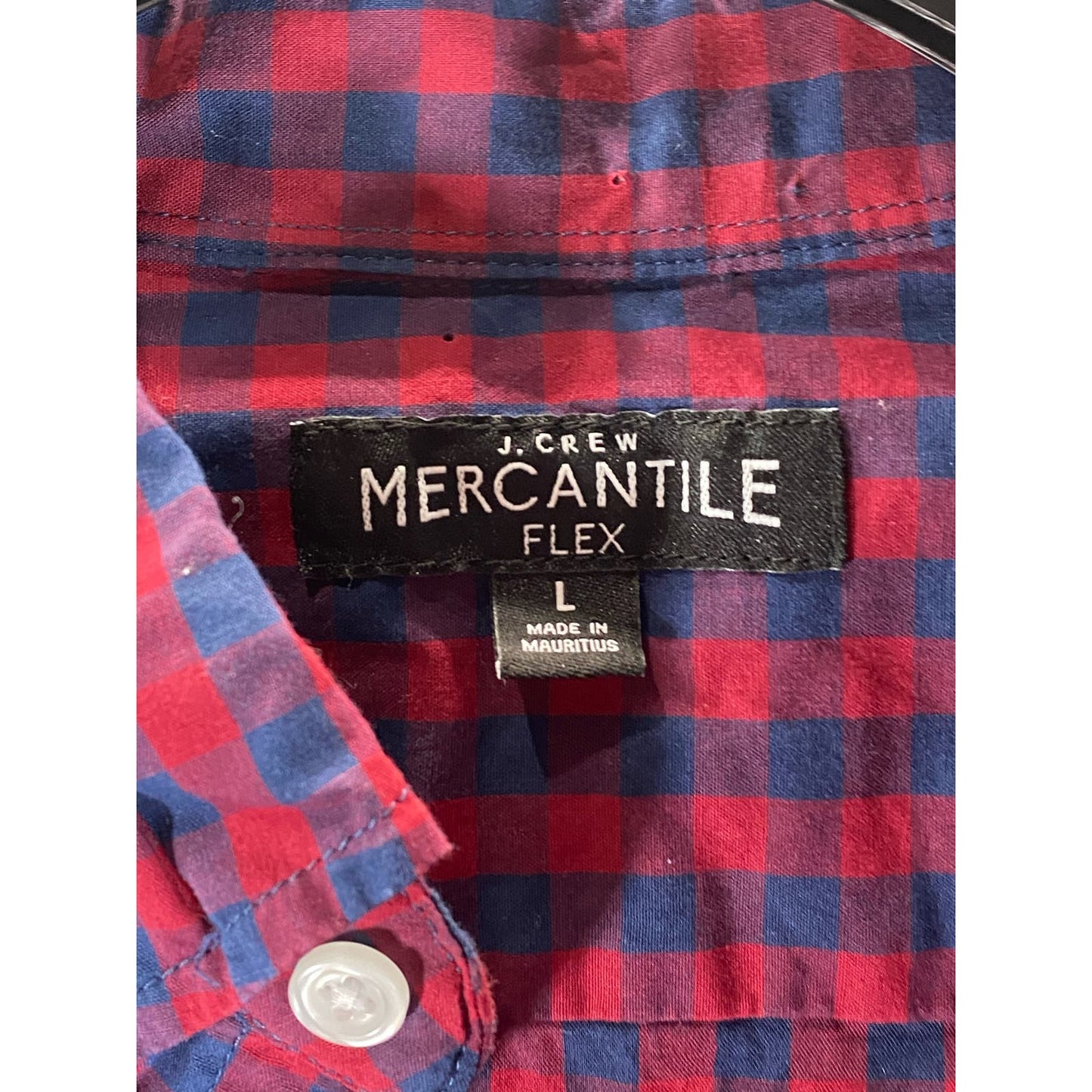 J. CREW Men's Red Gingham Mercantile Flex Button-Up Long Sleeve Shirt SZ L