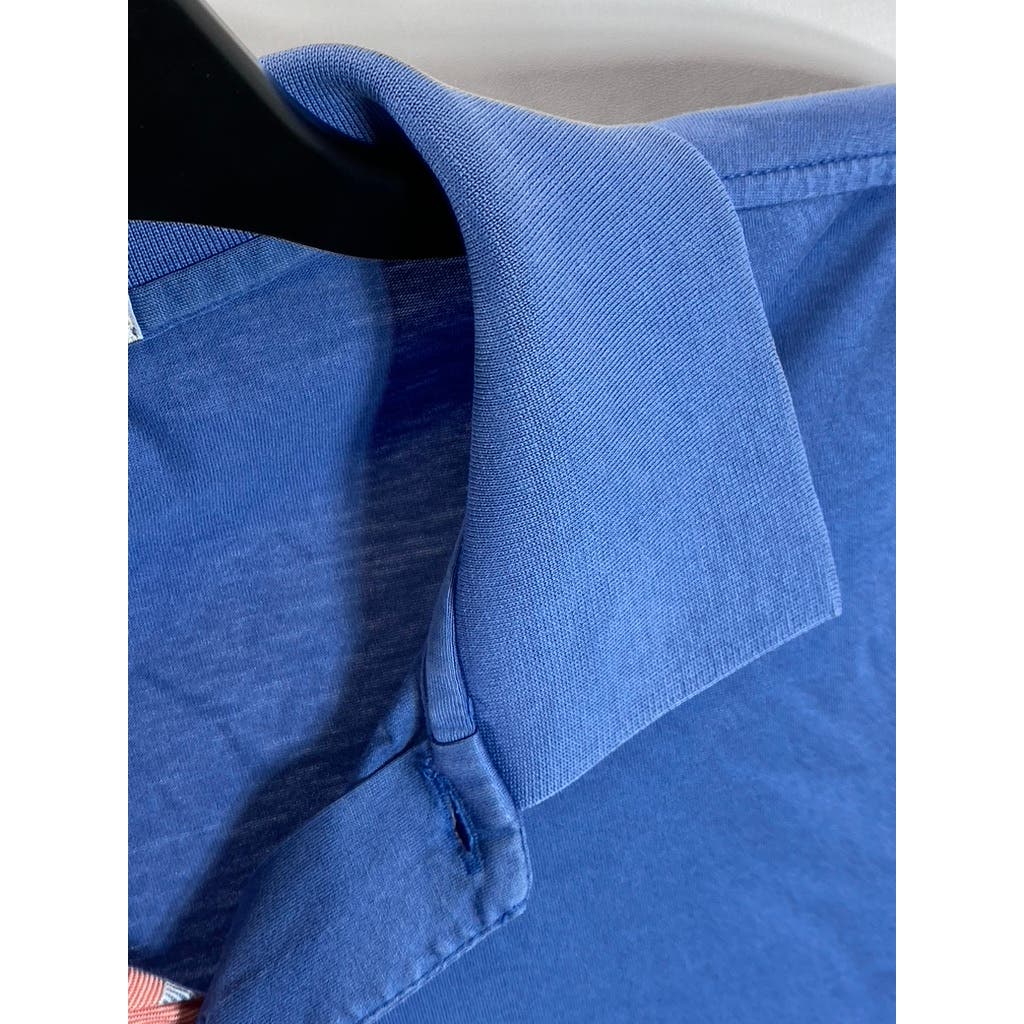 PETER MILLAR Men's Blue Vintage Three-Button Short Sleeve Polo Shirt SZ M
