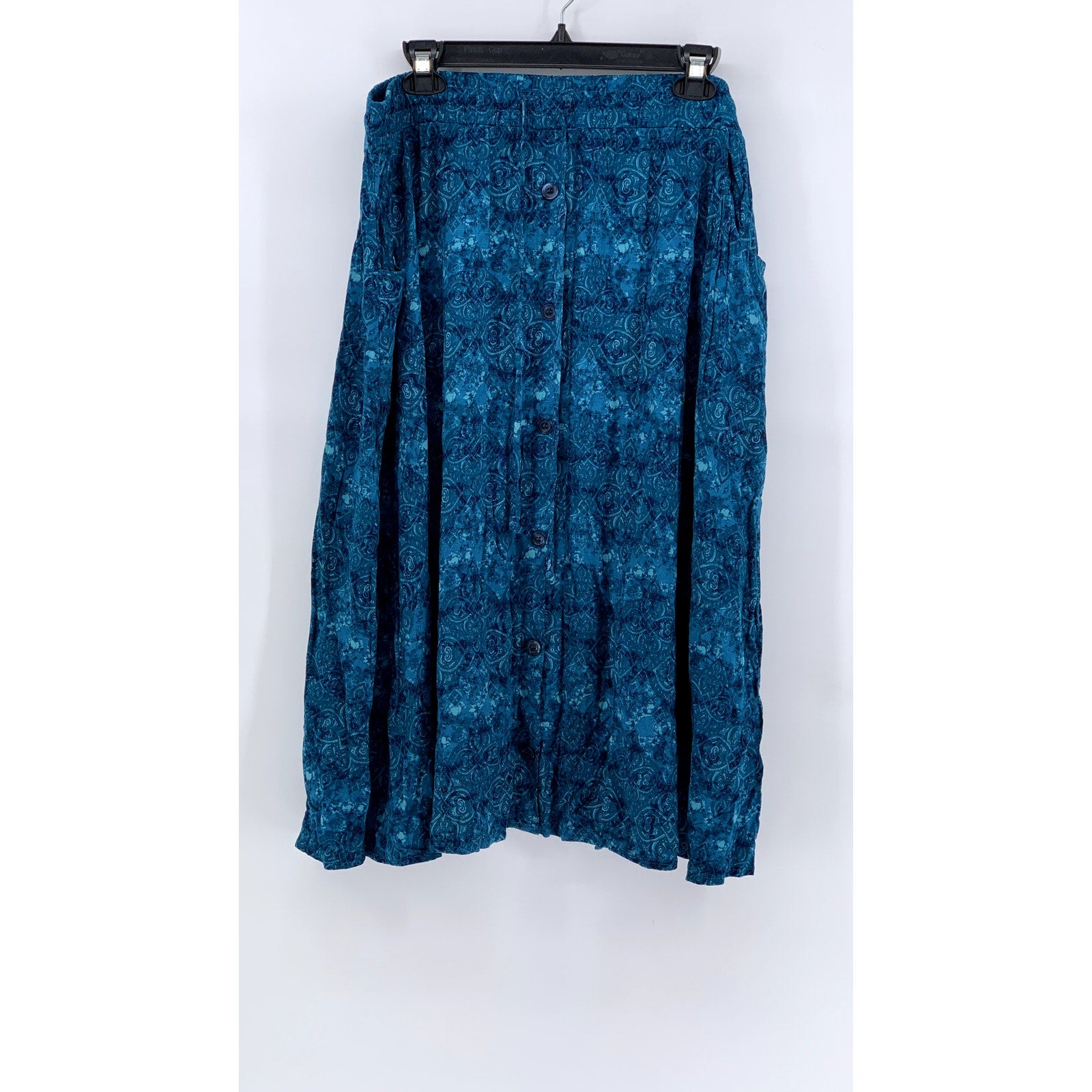LULAROE Women's Blue Printed Pull-On Midi Skirt SZ XL