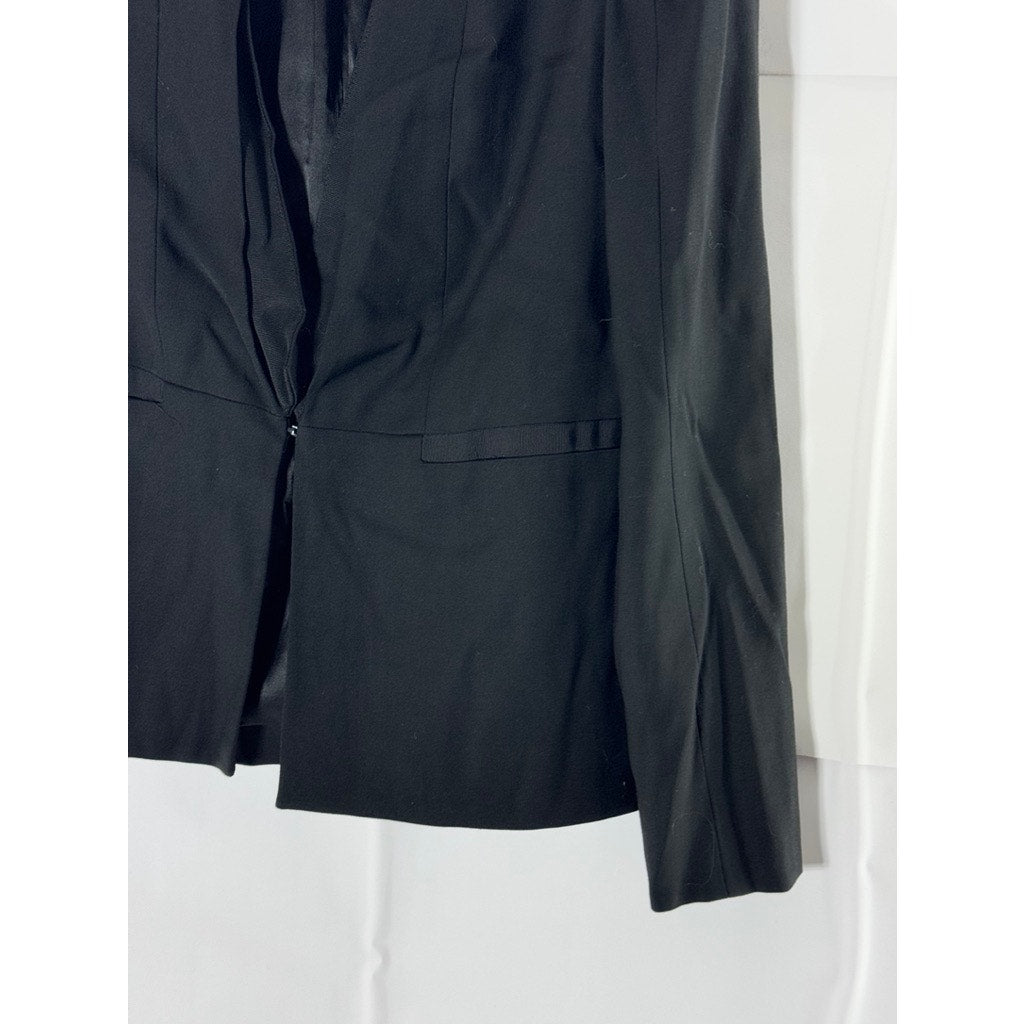 AMANDA WAKELEY Women's Solid Black Hook Closure Blazer SZ 6