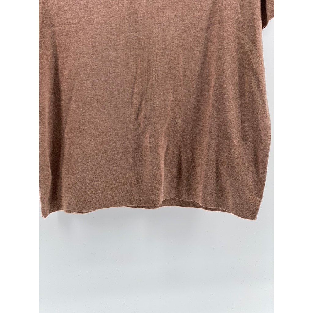 MNG Men's Tan Regular-Fit Rib-Knit Short Sleeve Polo Shirt SZ M