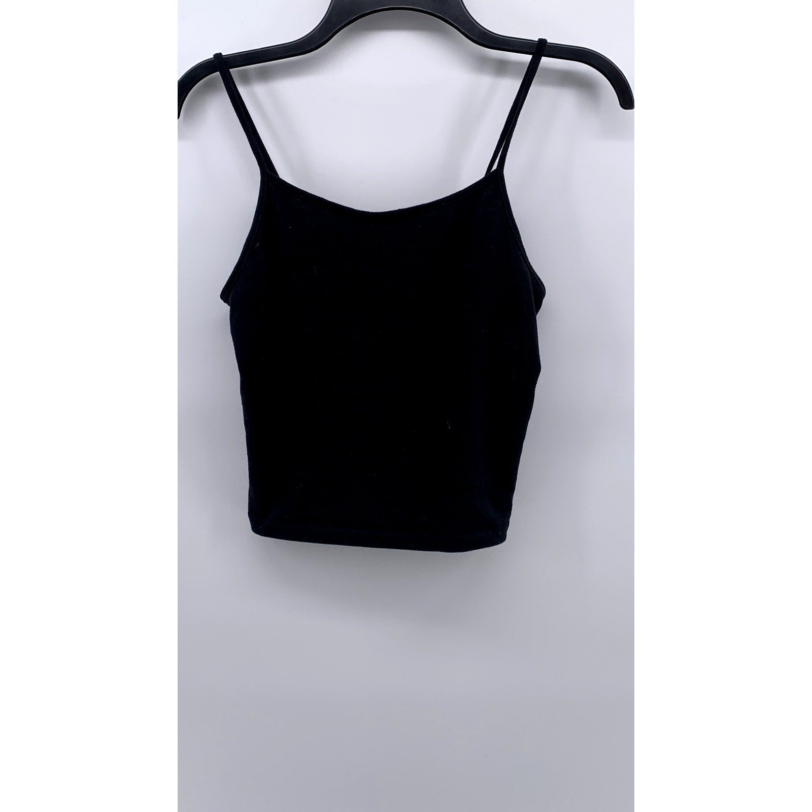 WILD FABLE Women's Black Solid Scoop-Neck Spaghetti Strap Cropped Tank Top SZ S