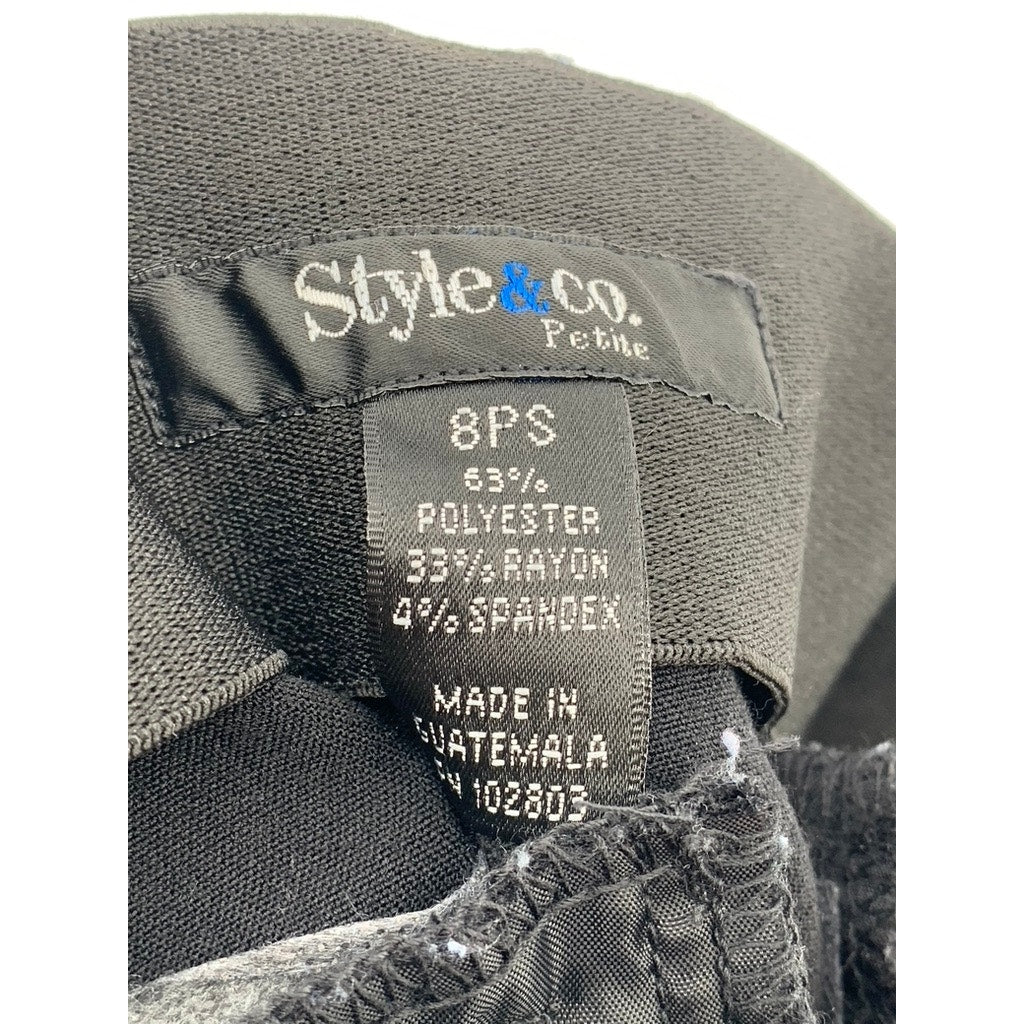STYLE & CO Women's Petite Black Straight-Leg Pants SZ 8PS