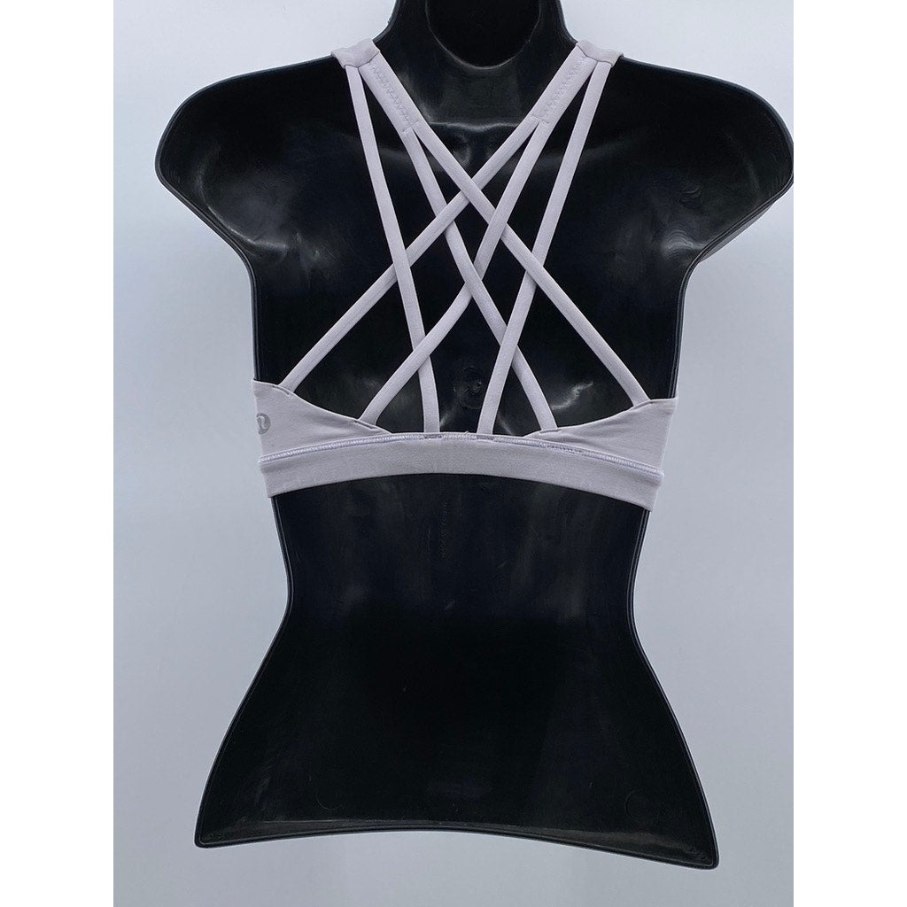 LULULEMON Women's White Strappy Back Energy Active Sports Bra SZ 4
