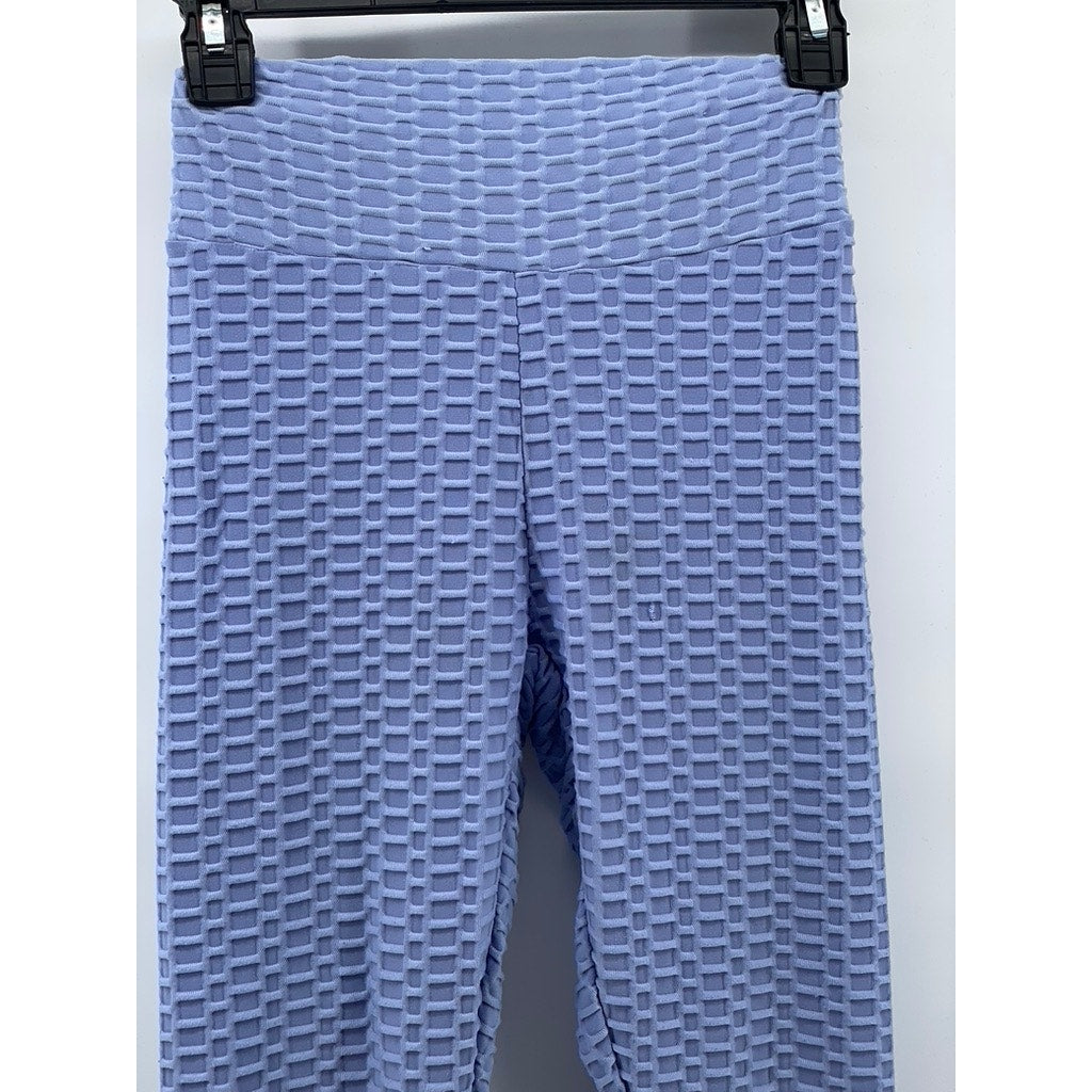 FOREVER 21 Women's Blue Textured Ruched-Back Pull-On Casual Leggings SZ S