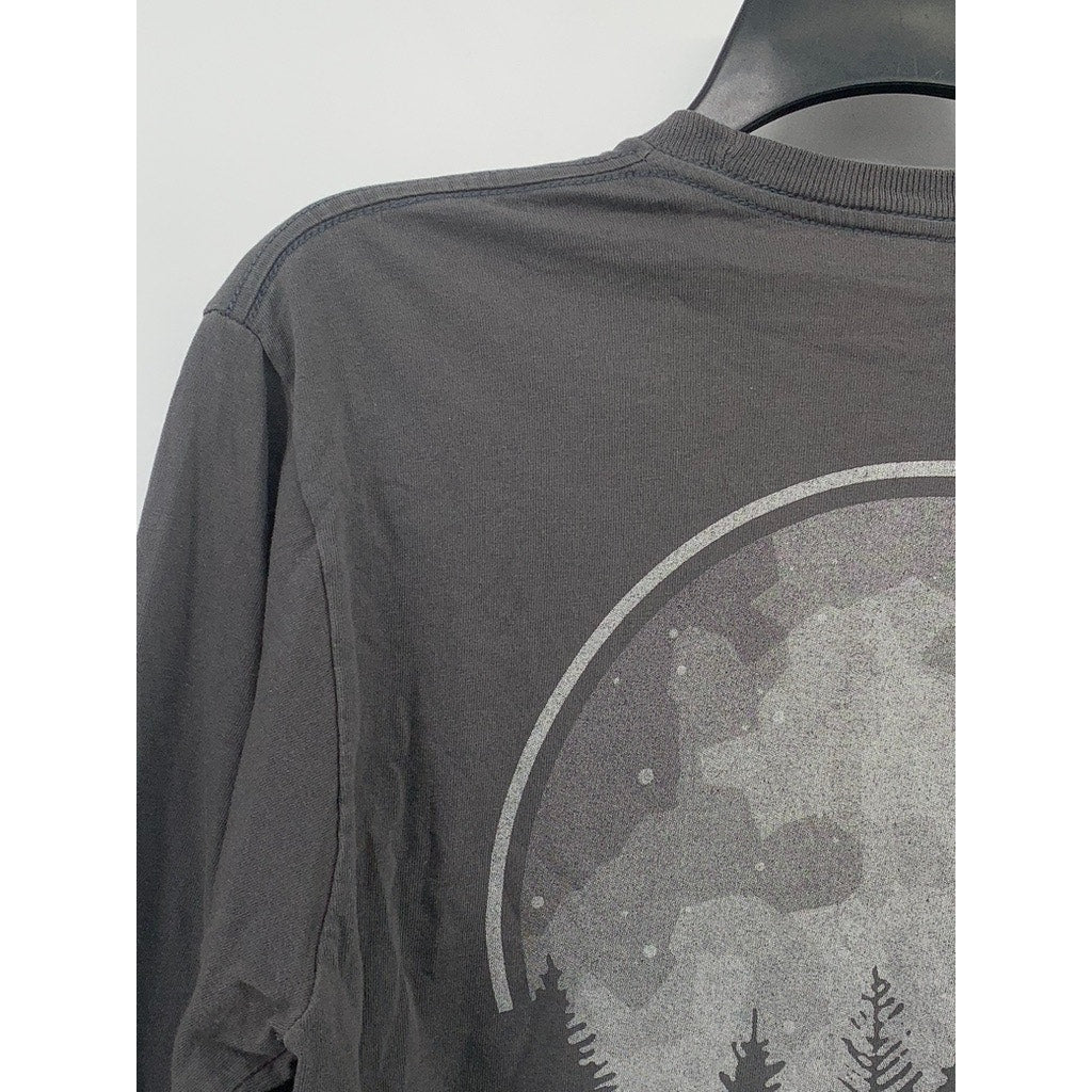 ECONSCIOUS Men's Charcoal Gray Happy Earth Crewneck Long Sleeve T-Shirt SZ M