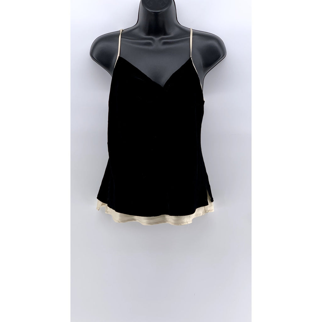 VICTORIA'S SECRET Women's Black-Beige V-Neck Cami Top SZ M