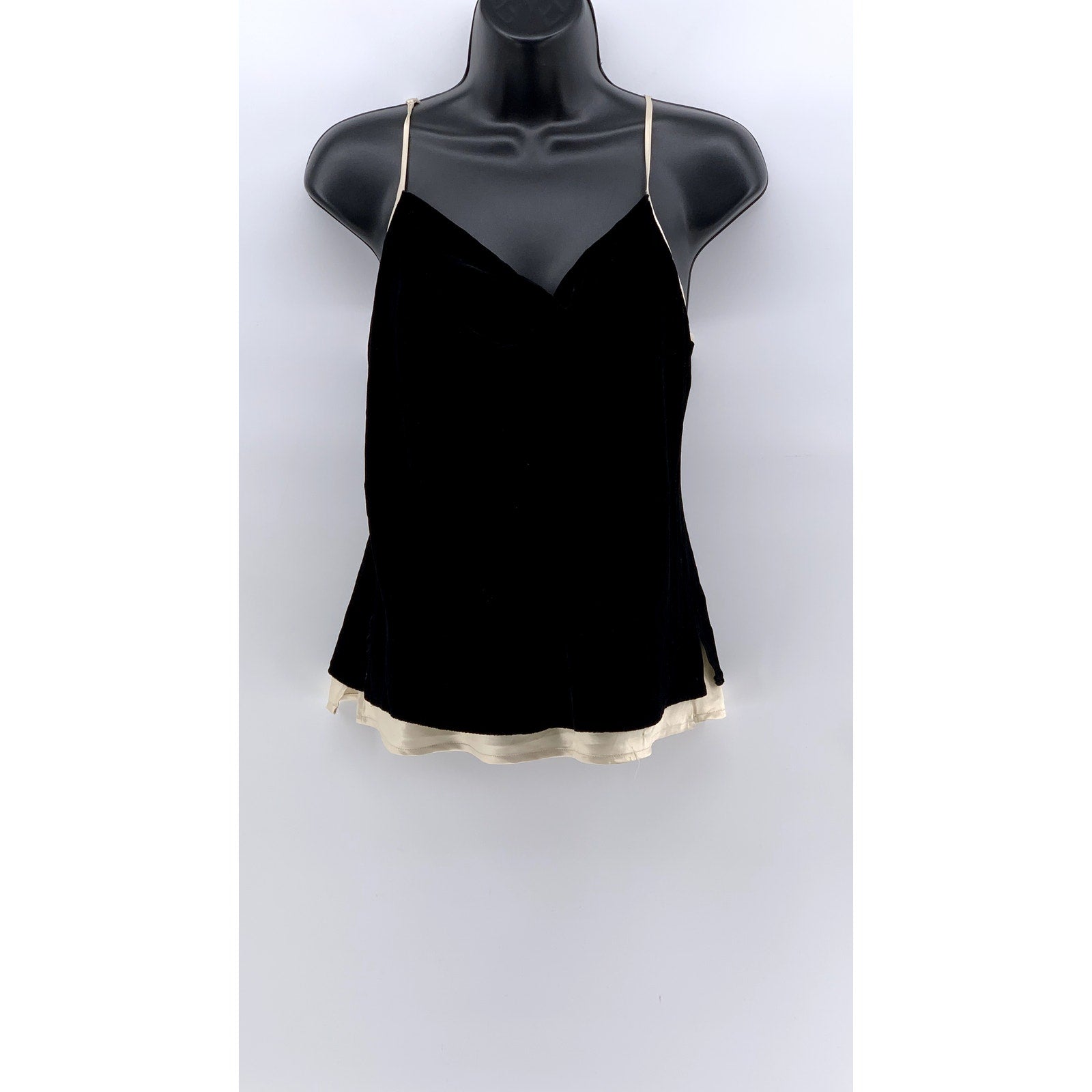 VICTORIA'S SECRET Women's Black-Beige V-Neck Cami Top SZ M