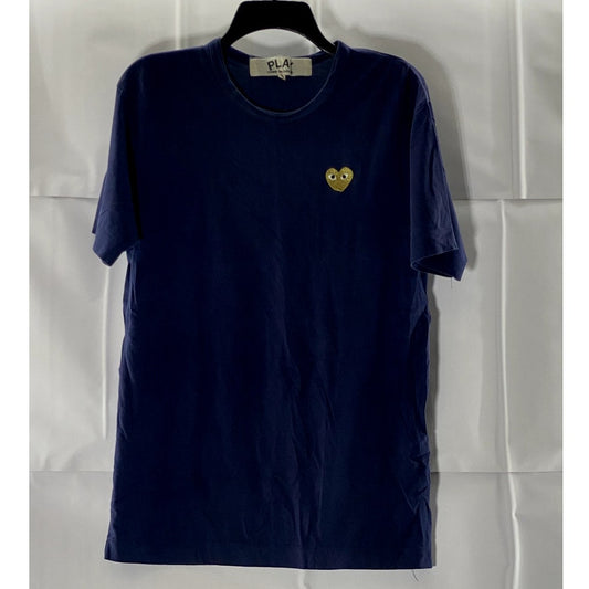 PLAY COMME DE GARCONS Men's Navy Small Heart Graphic Short Sleeve T-Shirt SZ XL