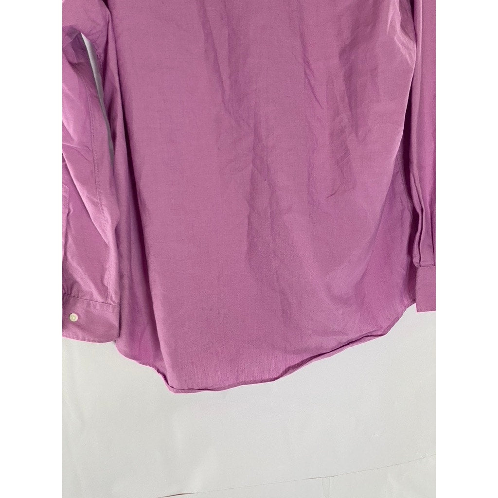 MUJI Men's Light Purple Hemp Blend Regular-Fit Button-Up Long Sleeve Shirt SZ S