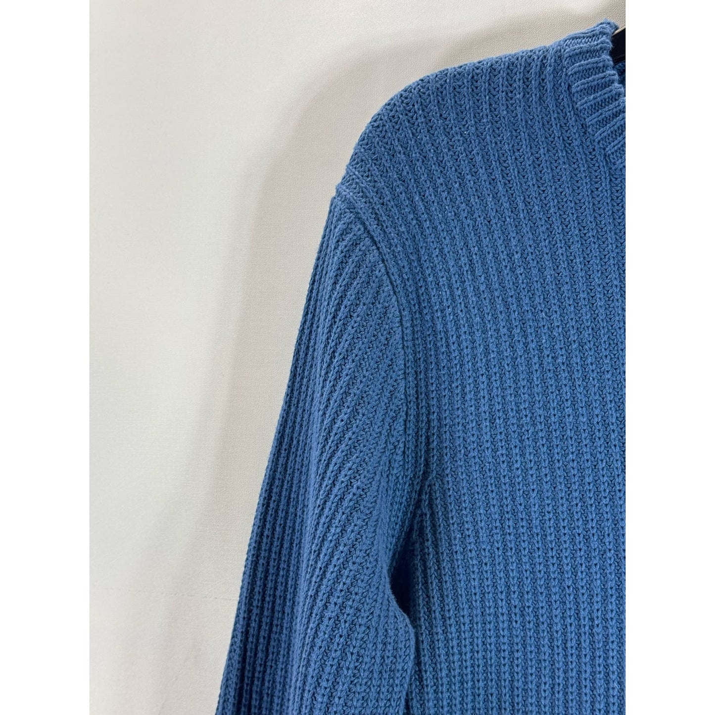 J.CREW Men's Blue Cotton Ribbed Crewneck Knit Pullover Sweater SZ M