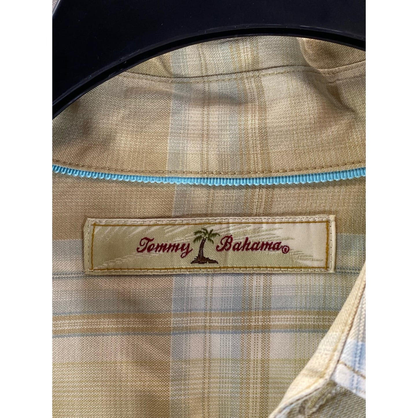 TOMMY BAHAMA Men's Tan Plaid Button-Up Long Sleeve Shirt SZ L